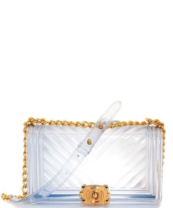Chevron Embossed Iconic Jelly Bag 7079  CLEAR